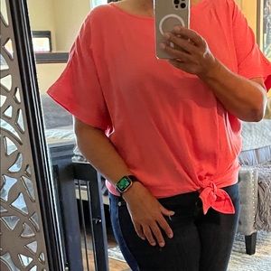 NWT Ladies Coral tie front blouse